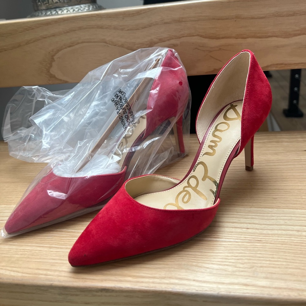 Sam Edelman Telsa Red Suede Heels Size 7